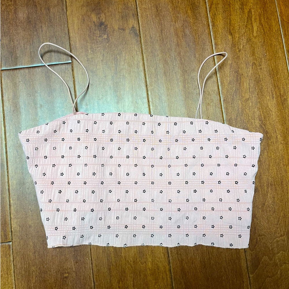 Pink and Black Floral Tank Top Size M with delicate spaghetti straps from PacSun